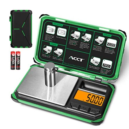 ACCT Precision Pocket Scale, 200gx0.01g Jewelry Gram Scale, Digital Food Scale with LCD Display, one-Click Conversion 6 Units, Mini Scale for Weed/Kitchen/Powder/herb/Coins(Battery Included) (Green)