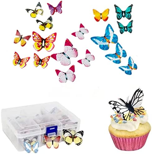 Butterfly Cake Topper, Set of 360 Edible Butterfly Cupcake Toppers Wedding Cake Birthday Party Food Decoration Mixed Size & Colou