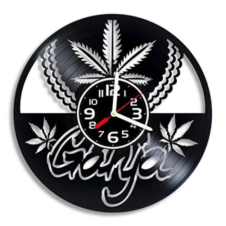 Ganja marijuana vinyl wall clock, Ganja marijuana gift for any occasion, Christmas, Valentine's Day, Birthday, Holiday, Housewarming Present
