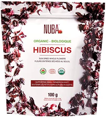 Organic Hibiscus Flowers, Whole, Sun Dried, Loose Flowers, Resealable Bag By Nuba, Kardade, Bissap, Sobolo, Roselle, Flor De JAMAICA
